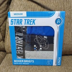 Star Trek Men's Boxer Briefs 3-Pack - Blue, Black, Gray Size Medium